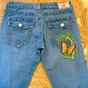True Relgion size 28 vintage jeans with sequin butterfly